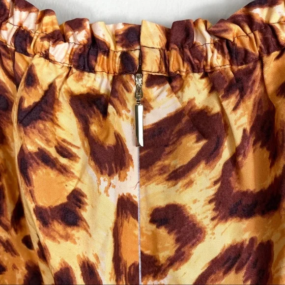 KATE SPADE Leopard Cheetah Panther Puff Sleeve Midi Dress Women - Picture 10 of 12